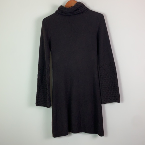 Aqua Dress Women Small Wool Cashmere Midi Dress Brown Long Sleeve Turtleneck - Picture 4 of 7